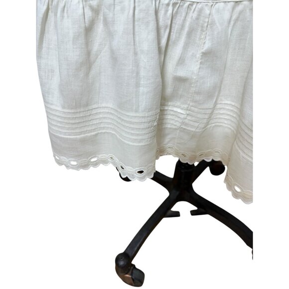 Antique white cotton dress or chemise with crocheted flower yoke Size M - Picture 6 of 8